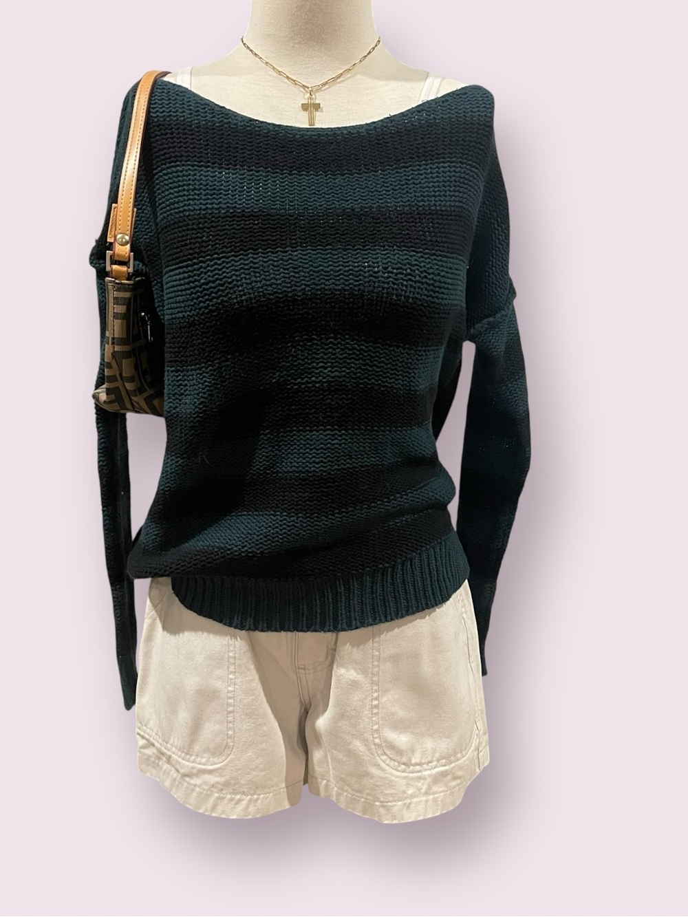 Michael Stars dark academia stripped sweater